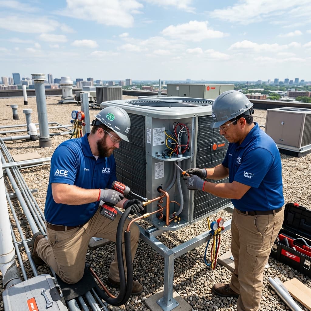 HVAC Technicians Installing AC System
